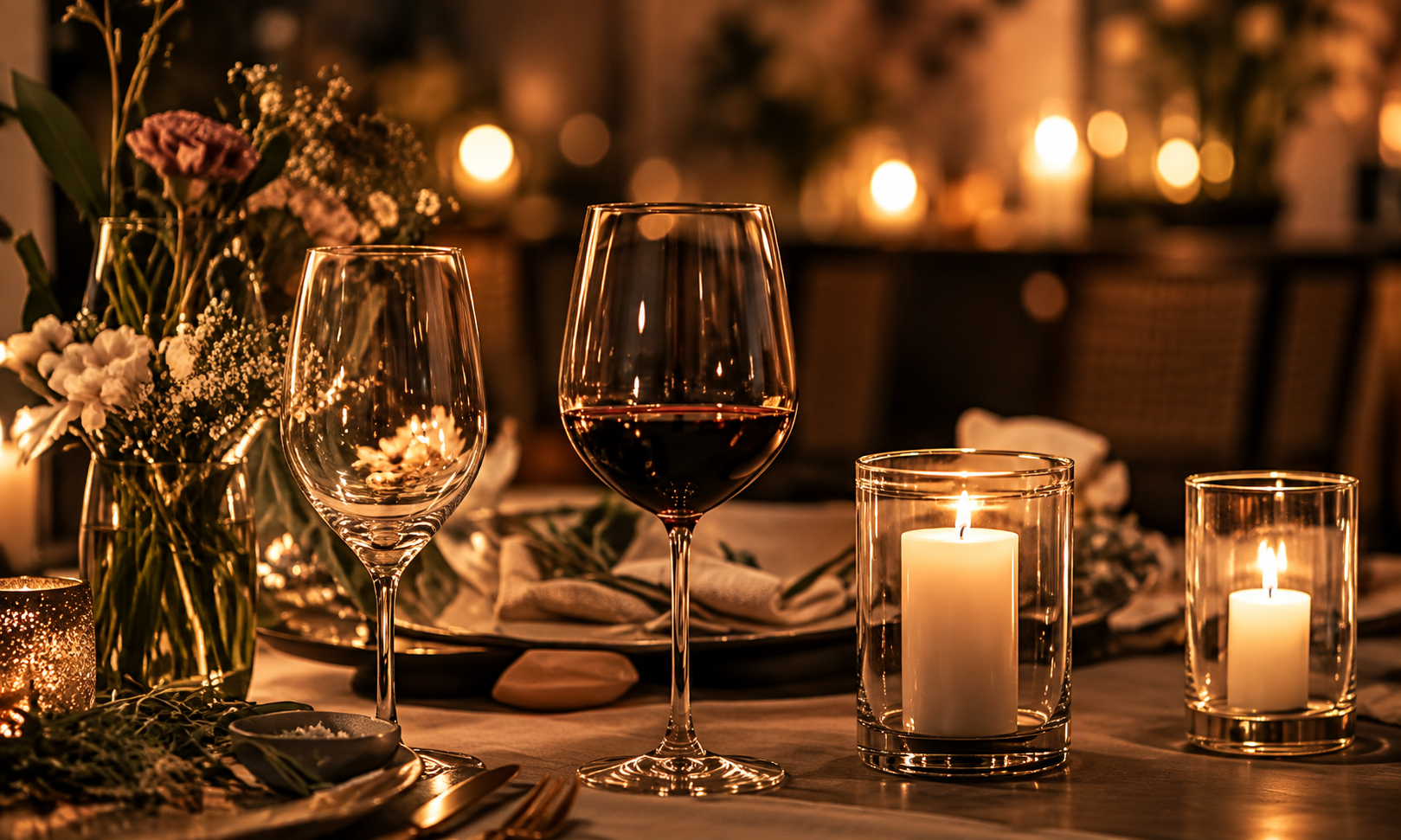Candlelit Slowdown Sundays table setting
