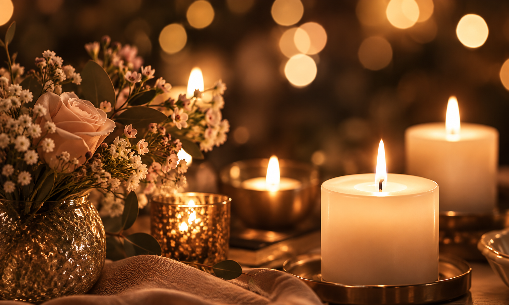 Candlelight and flowers at Slowdown Sundays